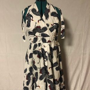 Unique vintage pinup cranes swing dress